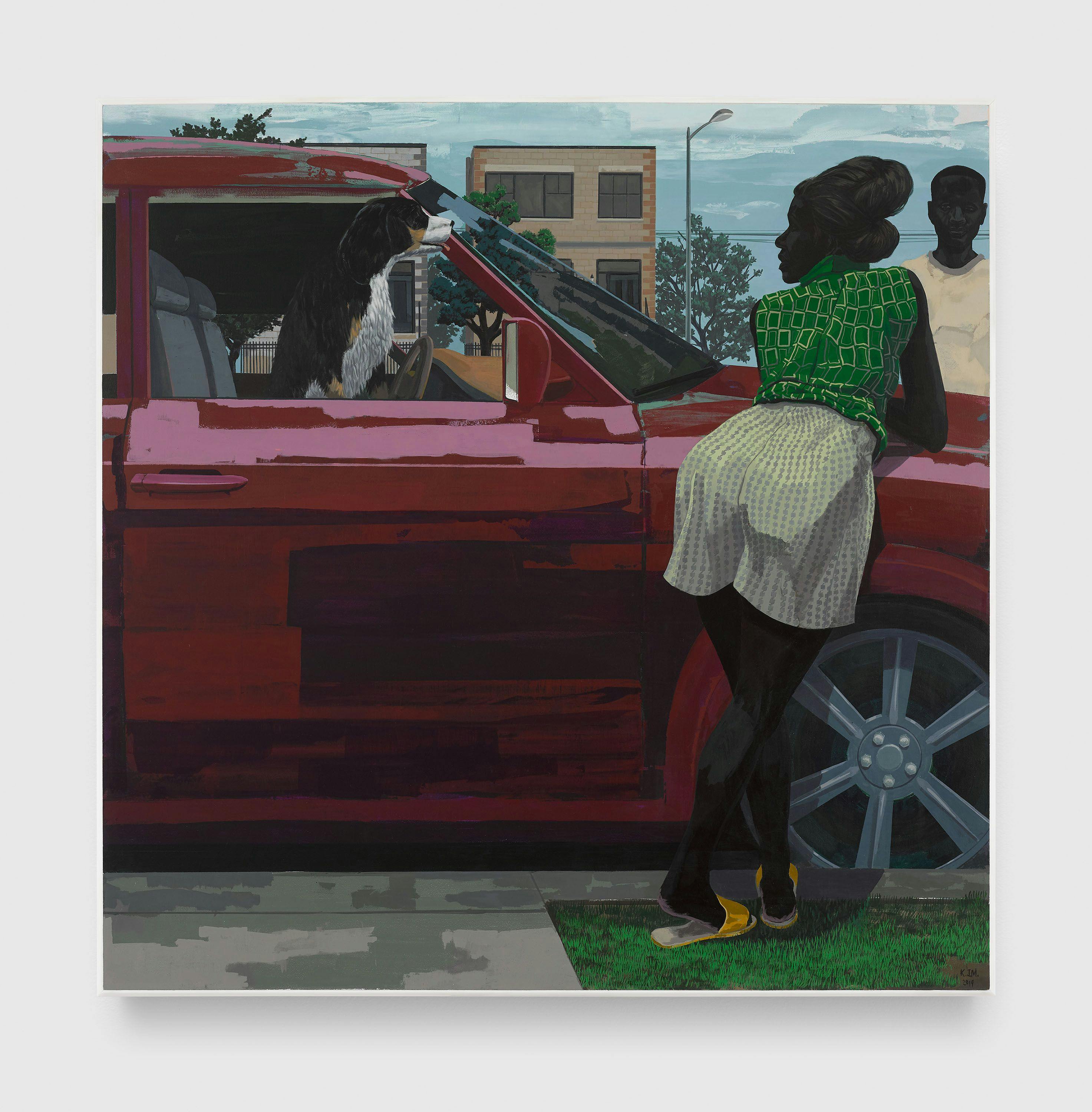 A painting by Kerry James Marshall, titled Car Girl 2, dated 2019.